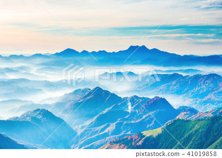 Landscape with sunset in blue mountains 41019858