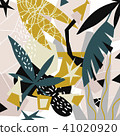 Abstract floral elements paper collage.Vector illustration hand drawn. 41020920