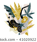 Abstract floral elements paper collage.Vector illustration hand drawn. 41020922