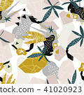 Abstract floral elements paper collage.Vector illustration hand drawn. 41020923