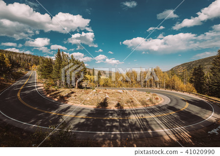 Hairpin turn at autumn in Colorado, USA. Hairpin turn at autumn in Colorado, USA. 41020990