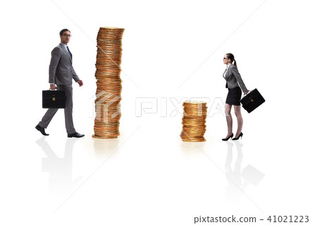 Concept of inequal pay and gender gap between man woman Concept of inequal pay and gender gap between man woman 41021223