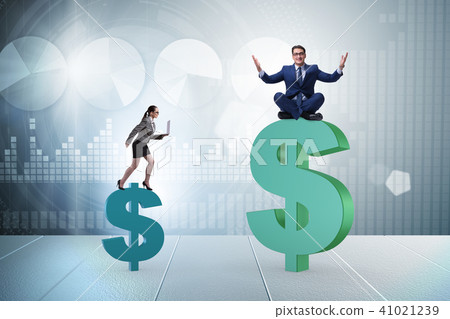 Concept of inequal pay and gender gap between man woman Concept of inequal pay and gender gap between man woman 41021239