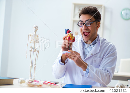 Crazy doctor with heart model 41021281