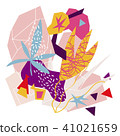 Abstract floral elements paper collage.Vector illustration hand drawn. 41021659
