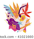 Abstract floral elements paper collage.Vector illustration hand drawn. 41021660