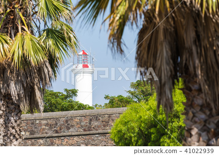 Lighthouse of historic neighborhood in Colonia del 41022939
