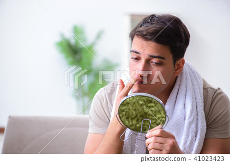 Man preparing to shave at home Man preparing to shave at home 41023423