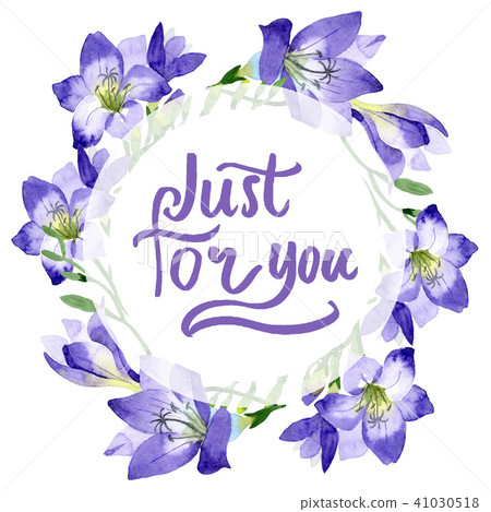 Purple freesia. Floral botanical flower.Frame border ornament square. Purple freesia. Floral botanical flower.Frame border ornament square. 41030518