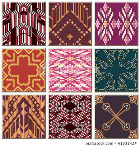 Oriental antique retro ceramic tile pattern set 41031424