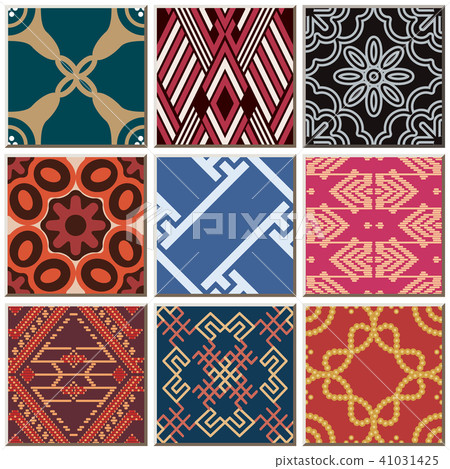 Oriental antique retro ceramic tile pattern set 41031425