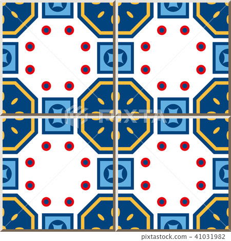 Ceramic tile retro vintage kaleidoscope pattern 41031982