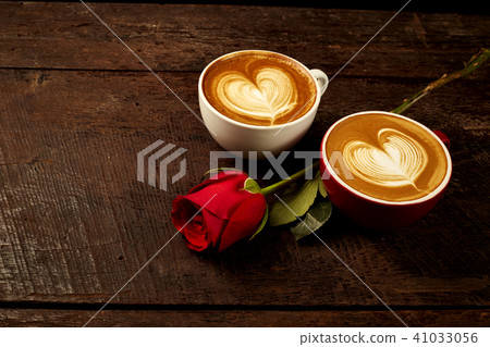 cappuccino with red rose cappuccino with red rose 41033056