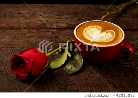 cappuccino with red rose cappuccino with red rose 41033058