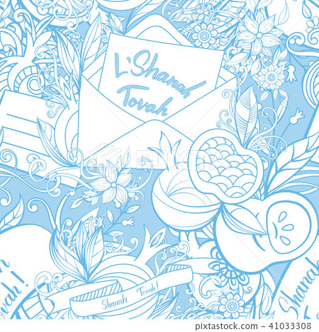 Rosh Hashanah (Jewish New Year) seamless pattern. Rosh Hashanah (Jewish New Year) seamless pattern. 41033308