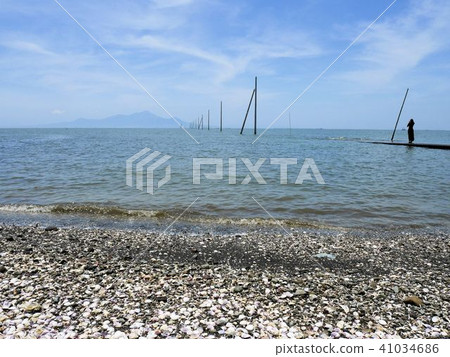 從熊本海岸公園看的海底在熊本縣宇土 41034686