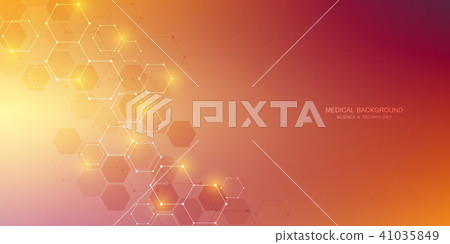 Hexagons design for medical, science and digital technology. Geometric abstract background with 41035849