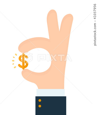 Businessman hand shows gesture okay  41037956