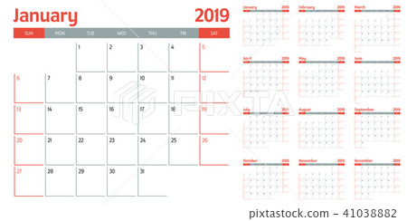 Calendar planner 2019 template vector illustration Calendar planner 2019 template vector illustration 41038882