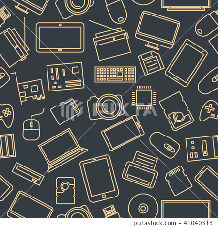 Seamless pattern from a set of computer icons - Stock Illustration ...