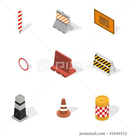 Under construction design elements in 3D, vector Under construction design elements in 3D, vector 41040315