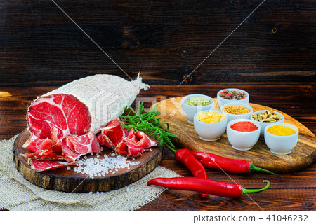 Sliced cured coppa with spices Sliced cured coppa with spices 41046232