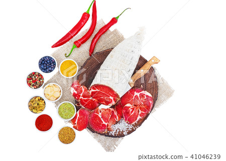Sliced cured coppa with spices Sliced cured coppa with spices 41046239