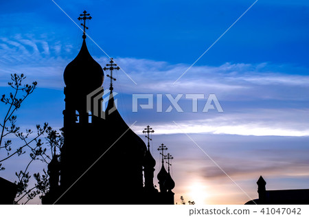 silhouette of the Church with domes silhouette of the Church with domes 41047042