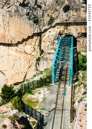 El Caminito del Rey with train iron bridge 41048710