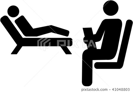 Psychologist icon with patient on a couch 41048803