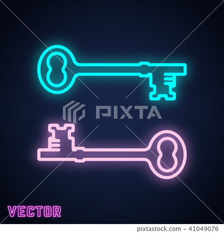 Key sign neon light design - Stock Illustration [41049076] - PIXTA