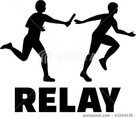 Relay word with two people passing baton Relay word with two people passing baton 41049376