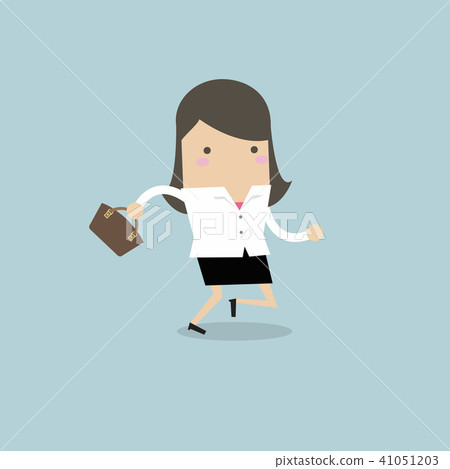 Businesswoman running with her handbag. Businesswoman running with her handbag. 41051203