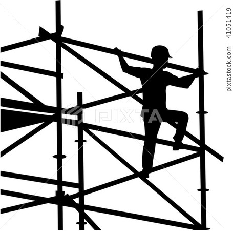 Scaffolder on the frame silhouette Scaffolder on the frame silhouette 41051419