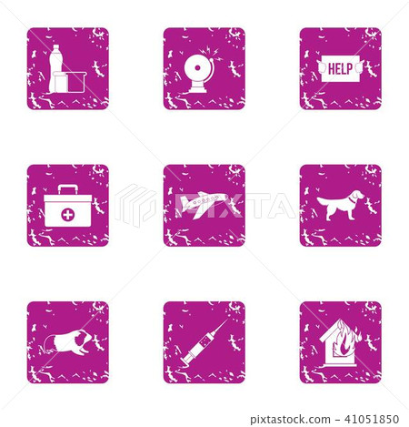 Victim assistance icons set, grunge style 41051850