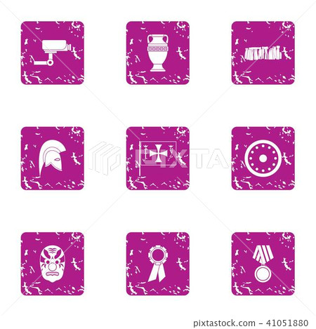 Observation in museum icons set, grunge style Observation in museum icons set, grunge style 41051880