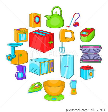 Household appliances icons set, cartoon style 41051911