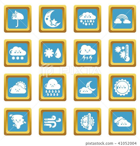 Weater icons set sapphirine square vector Weater icons set sapphirine square vector 41052004