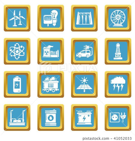 Energy sources icons set sapphirine square vector Energy sources icons set sapphirine square vector 41052033
