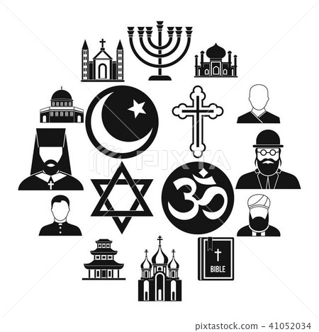 Religious symbol icons set, simple style Religious symbol icons set, simple style 41052034