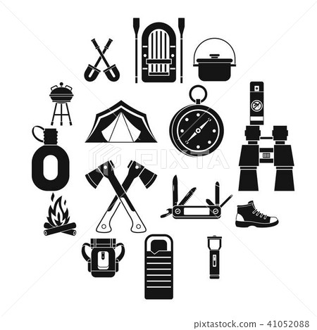 Recreation tourism icons set, simple style 41052088