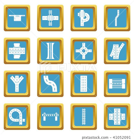 Road parts constructor icons set sapphirine square vector 41052091