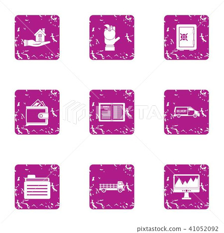 Laying on money icons set, grunge style 41052092