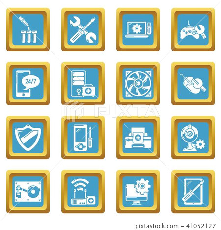 Computer repair service icons set sapphirine square vector 41052127