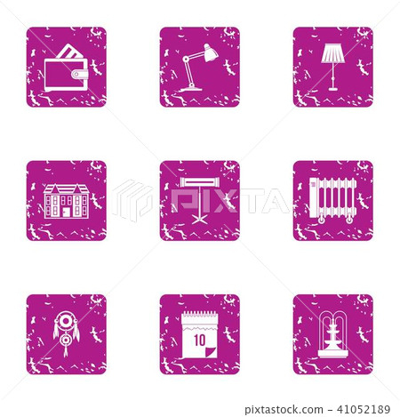 Place of work icons set, grunge style Place of work icons set, grunge style 41052189