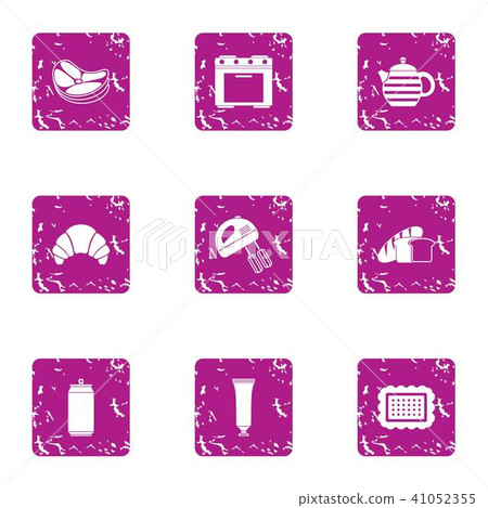 Garden life icons set, grunge style Garden life icons set, grunge style 41052355