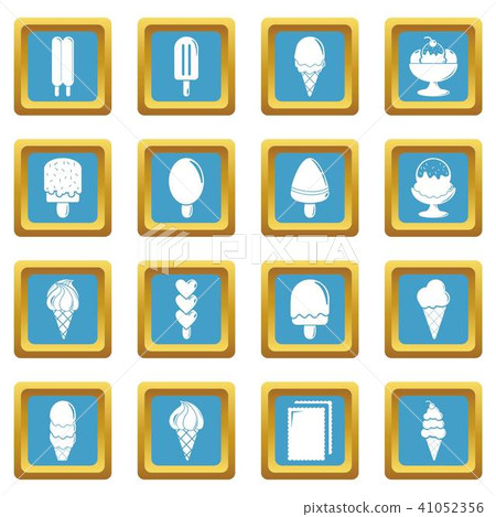 Ice cream icons set sapphirine square vector Ice cream icons set sapphirine square vector 41052356