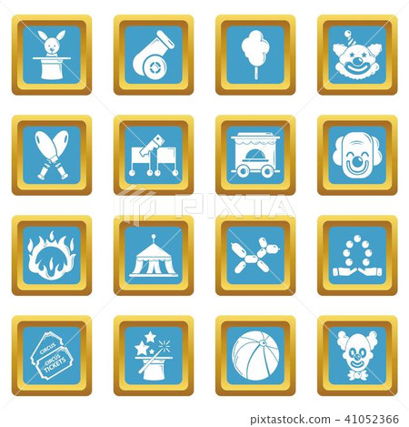 Circus icons set sapphirine square vector 41052366