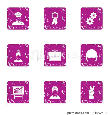 Business victory icons set, grunge style 41052405