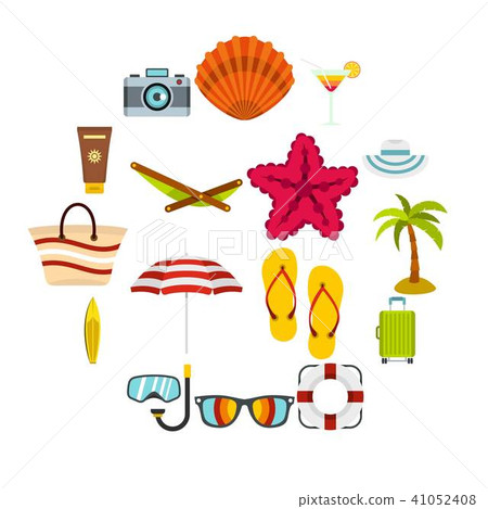 Summer rest set flat icons Summer rest set flat icons 41052408